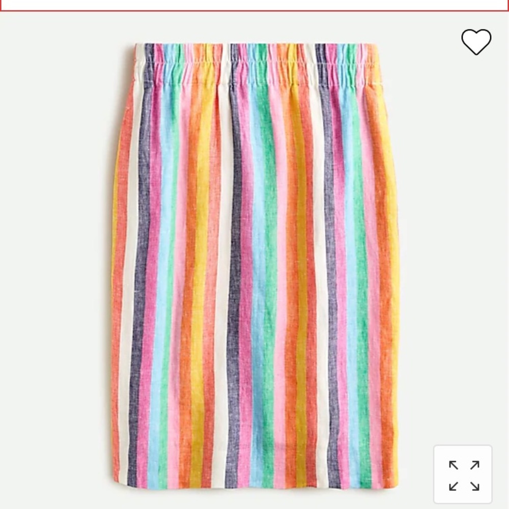 Jcrew pull on linen skirt in rainbow stripe